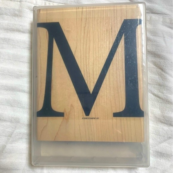 Stampin Up Retired Large M Jumbo Monogram Wood Block  Rubber Stamp Card Letter - Picture 1 of 2